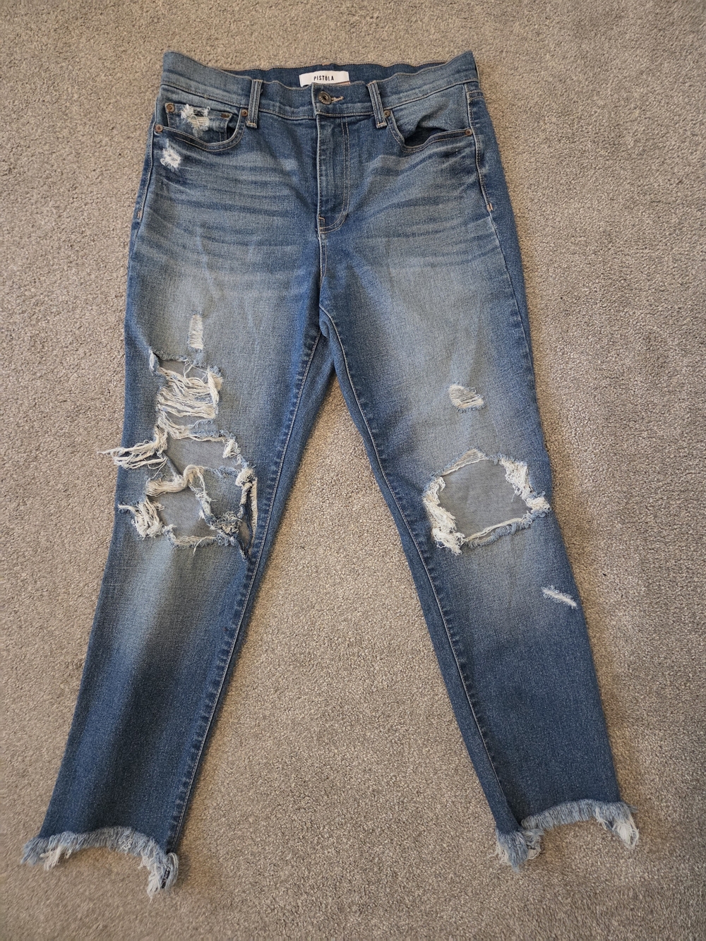 pistola Medium Blue Distressed Boyfriend Jeans